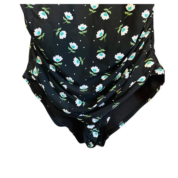 Anne Cole Square Neck Front Shirred Flattering One Piece Floral Swimsuit Size 12 - Picture 3 of 7